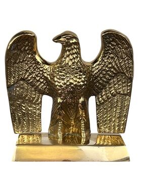 Vintage 60s Gatco Eagle Bookend Solid Brass 6" Tall Patriotic